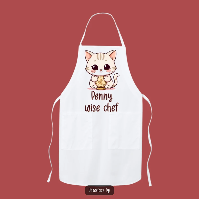 Funny Cat Apron: Neutral Eyes Coin Balancer, Kitchen Feline Zen Gift