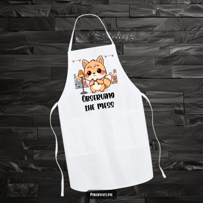 Funny Apron featuring a detached animal character observing kitchen events with a neutral expression, perfect for a cool chef and a funny gift.