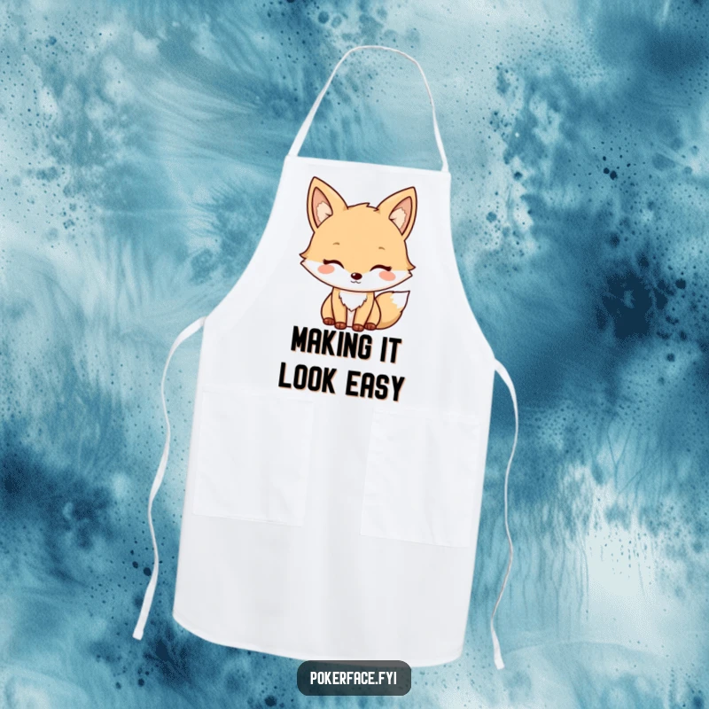Funny Fox Apron featuring a neutral character with a mild, unchanging face, perfect for kitchen duty with a humorous touch.