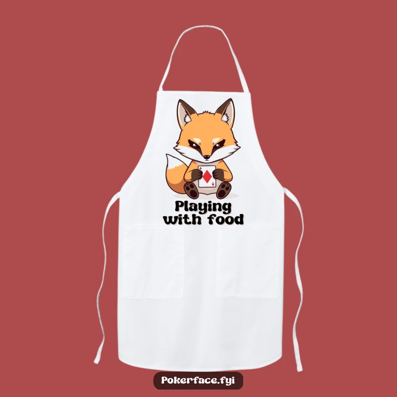 Funny Fox Poker Face Apron: Stoic Card Player - Kitchen Game!