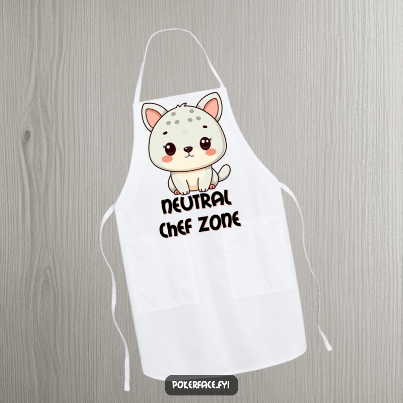 Funny Animal Expression Apron showing a character with a neutral face, perfect for a deadpan cooking experience.