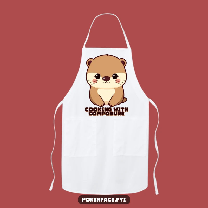Funny Otter Apron: Impassive Chef, Even Face Cooking, Perfect Funny Kitchen Gift