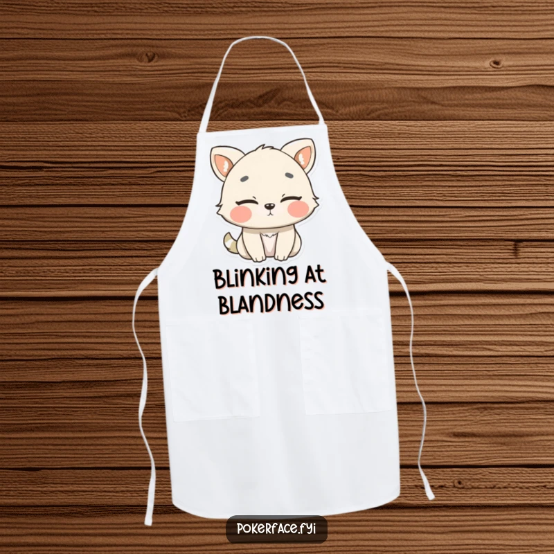 Funny Apron showcasing an animal blinking slowly, indicating no surprise, great for kitchen humor.