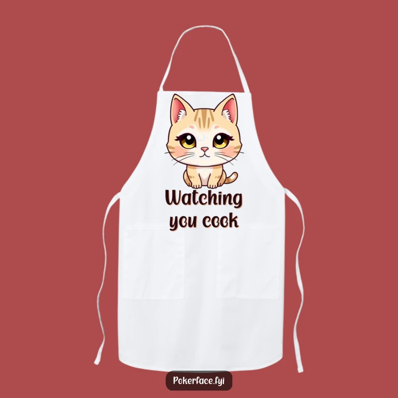 Funny Unblinking Cat Chef Apron - Intense Feline Cook Gift