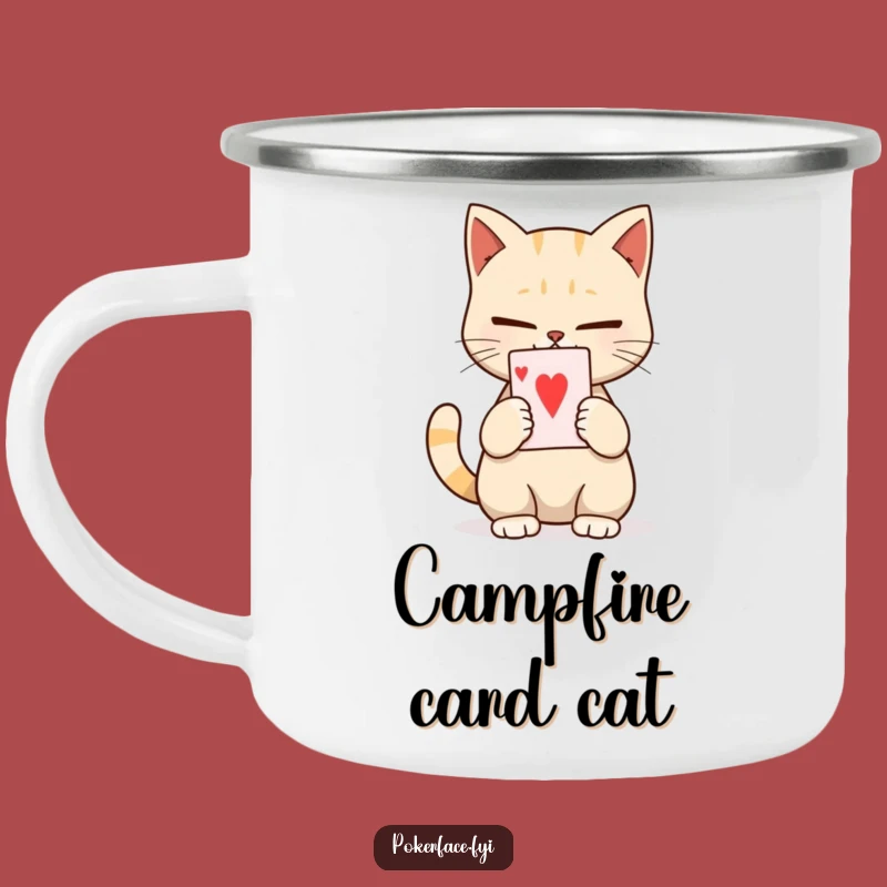 Funny Calm Cat Card Camping Mug: Unexpressive Feline - Outdoor Calm!