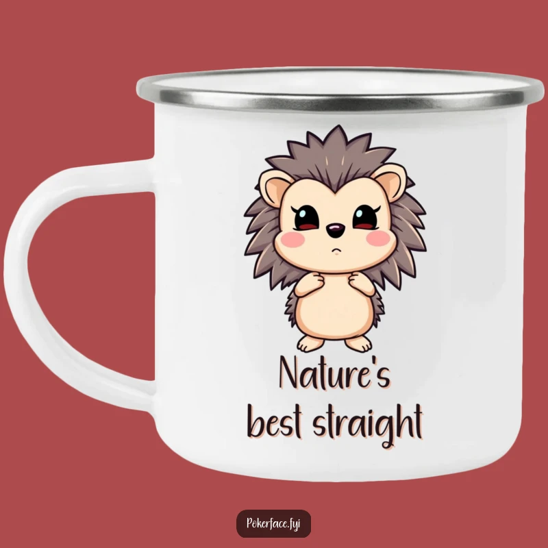 Funny Hedgehog Poker Camping Mug: Emotionless Outdoors - Hilarious Camp Gift