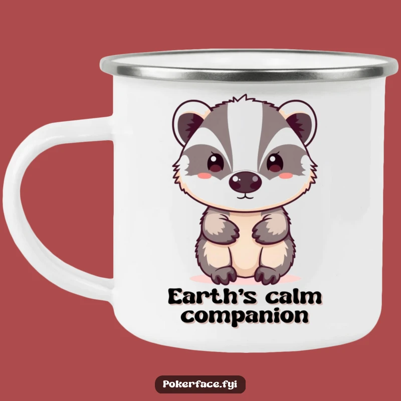 Funny Neutral Badger Camping Mug - Sip Serenity in Nature