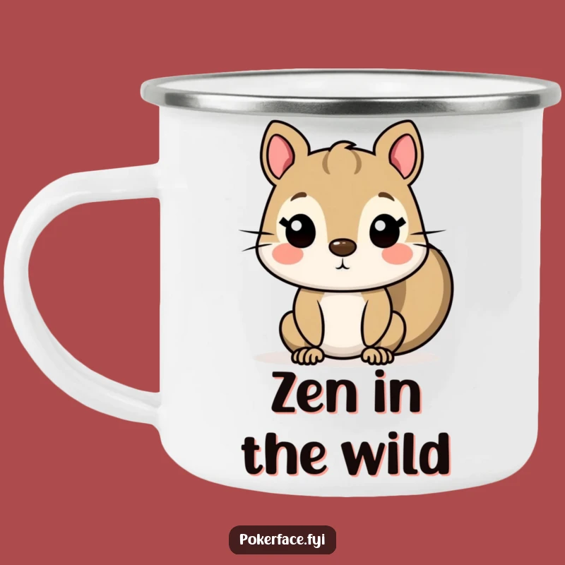 Funny Squirrel Camping Mug: Enamel, Flat-Faced Character Cup for Hilarious Adventures
