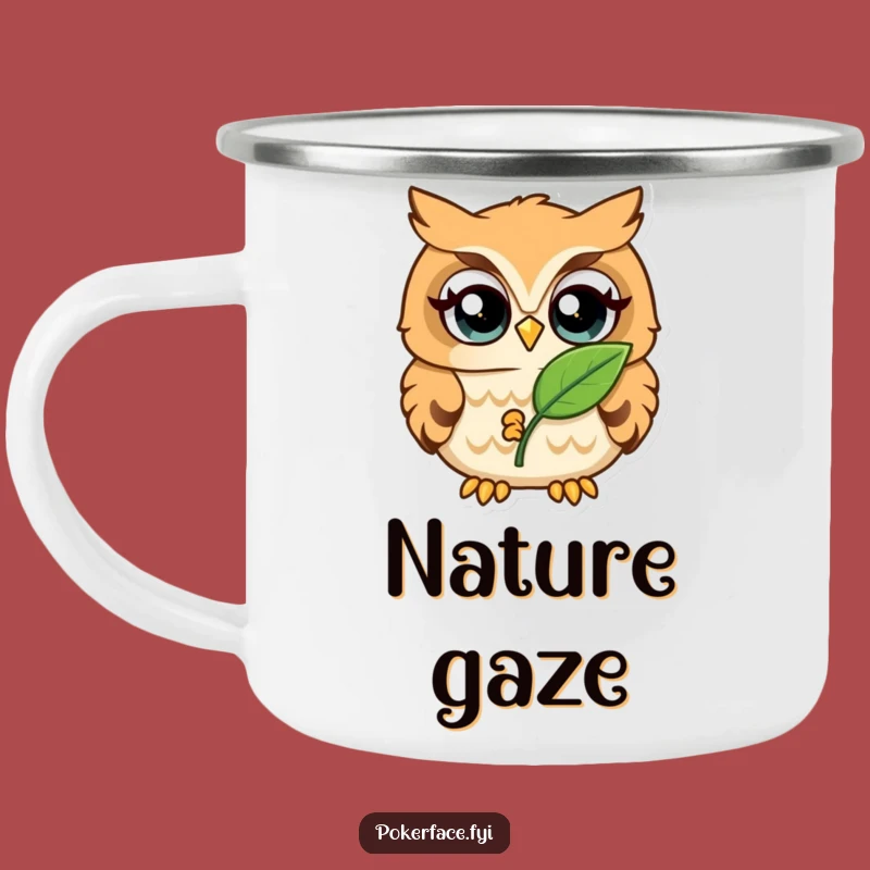 Funny Owl Camping Mug: Wide-Eyed Leaf Watcher Gift