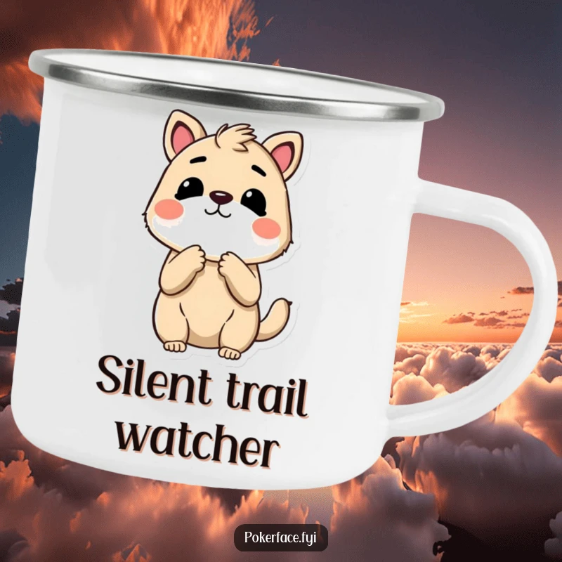 Funny Camping Mug of an animal holding its breath, its face showing absolute lack of reaction, for outdoor lovers.