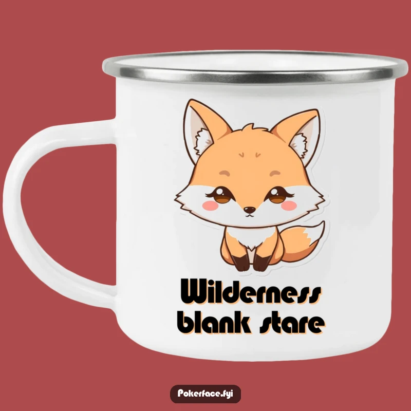 Funny Blank Stare Fox Camping Mug: Adventure with Wide-Eyed Humor