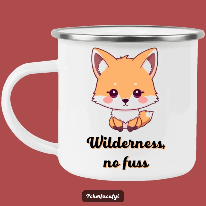 Funny Impassive Fox Camping Mug - Sip Serenity by the Fire