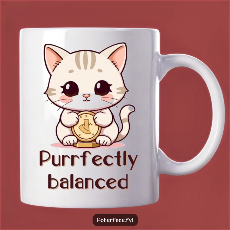 Funny Cat Mug: Neutral Eyes Coin Balancer, Zen Feline Coffee Cup Gift