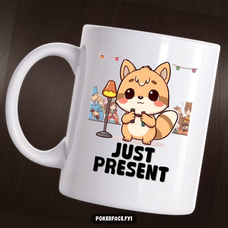 Funny Mug featuring a detached animal character calmly observing an event with a neutral expression, perfect for a cool and funny gift.