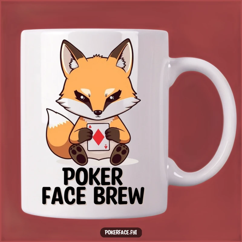Funny Fox Poker Face Mug: Stoic Card Player - Perfect Gift!