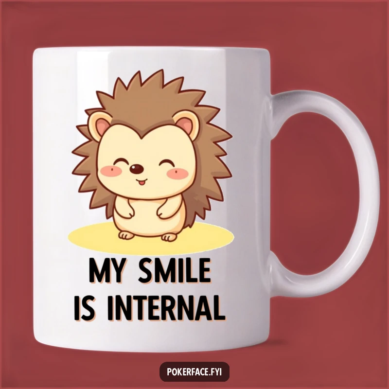 Funny Hedgehog Mug: Always Happy Despite a Flat Expression, a Hilarious Gift