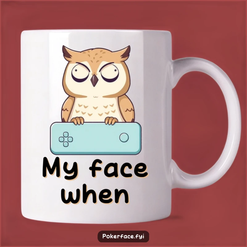Funny Owl Gamer Mug: Impassive Watcher Perfect for Game Lovers, a Hilarious Gift