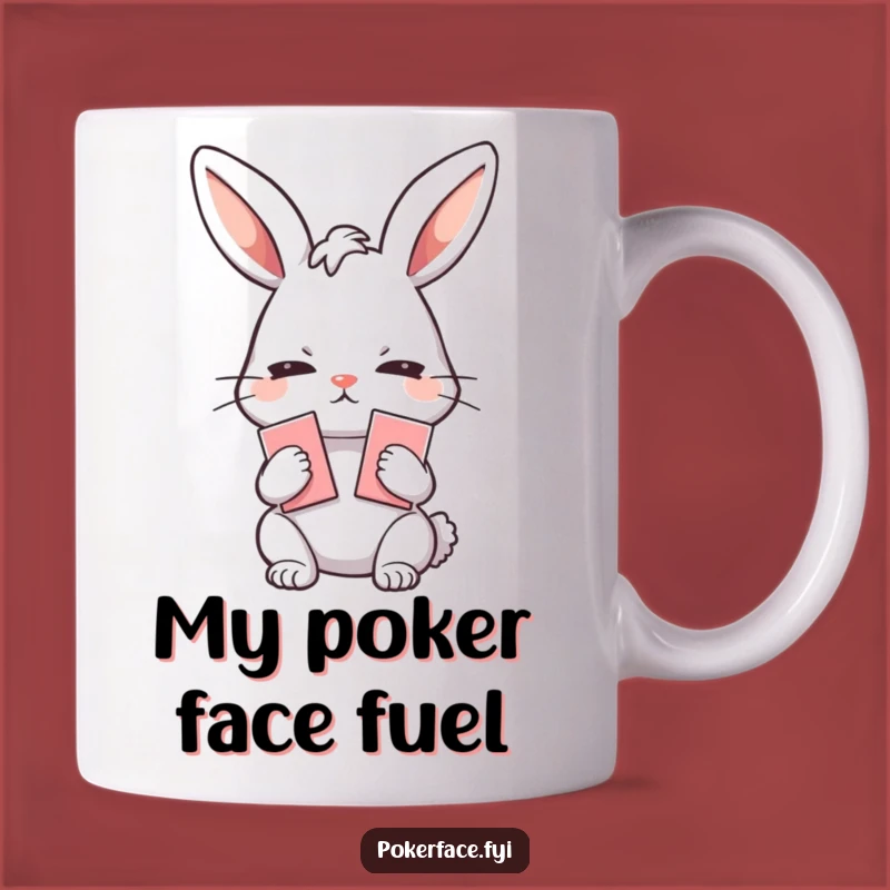 Funny Poker Face Rabbit Mug: Emotionless Card Player for Game Night Fun