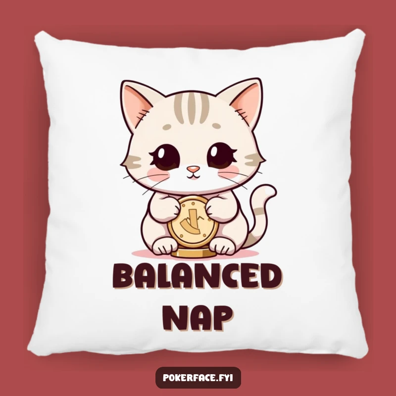 Funny Cat Pillow: Neutral Eyes Coin Balancer, Cozy & Zen Feline Cushion Gift