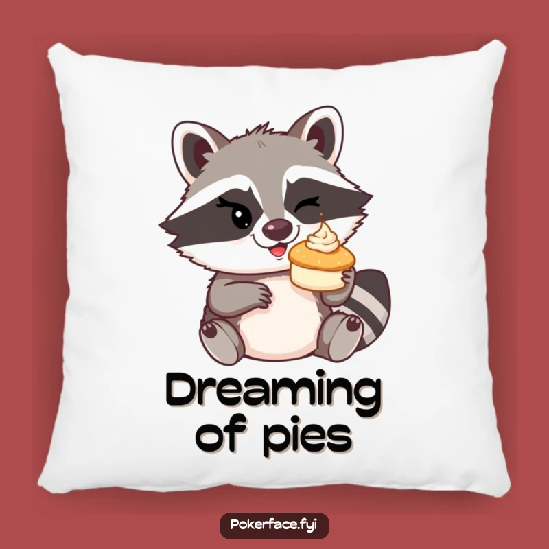 Funny Raccoon Pie Toss Pillow: Cozy Up with Mischievous Comfort