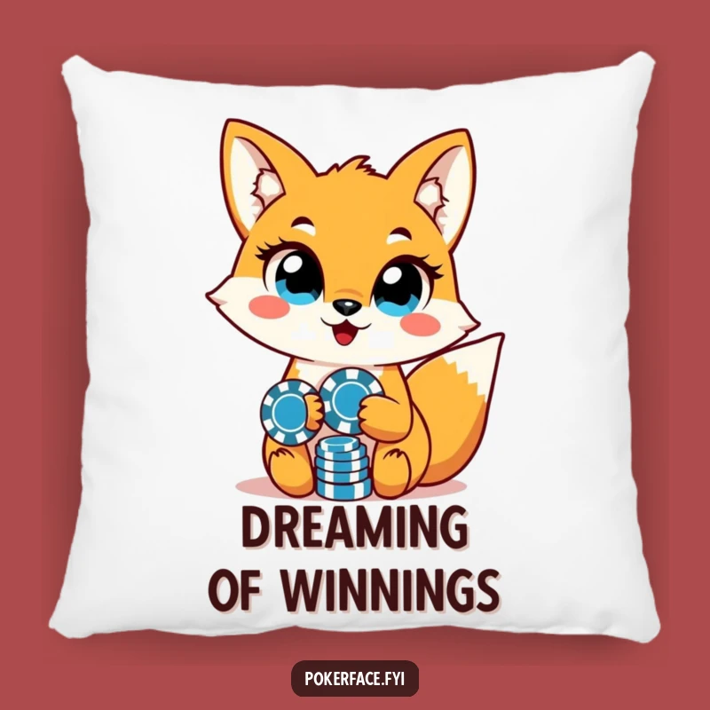 Funny Fox Poker Pillow: Unwavering Eyes & Chips - Plush Funny Gift!