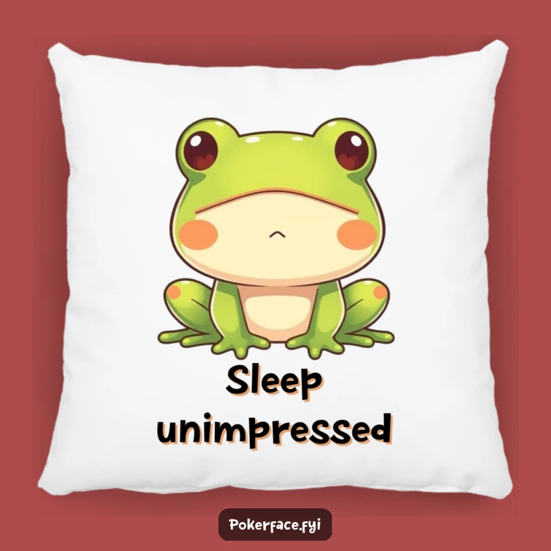 Funny Frog Pillow: Impassive Amphibian Comfort, Perfect Gift for Humor!