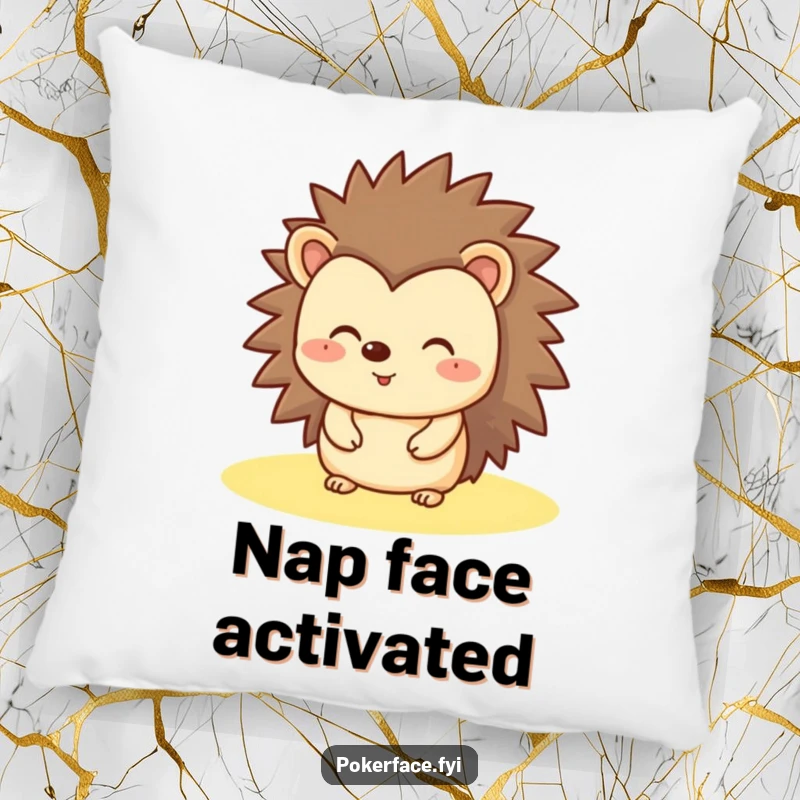 Funny Hedgehog Pillow with a happy hedgehog that has a flat, unchanging expression, providing humorous comfort.