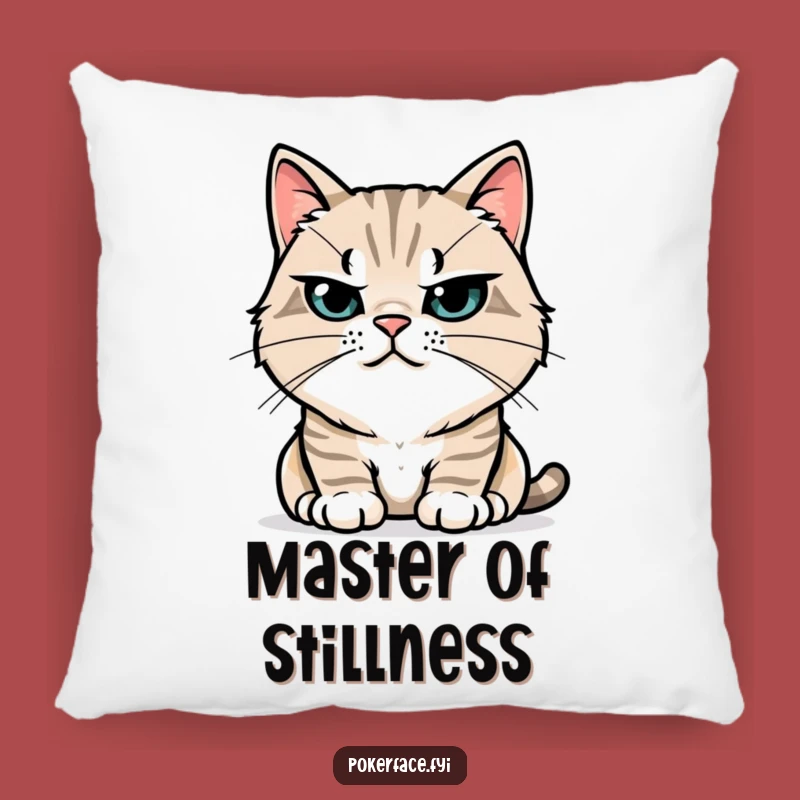Funny Stoic Cat Pillow: Cuddle with a Feline's Unflappable Grace