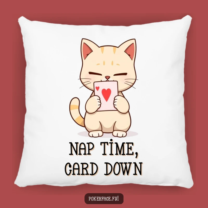 Funny Calm Cat Card Pillow: Cozy Unexpressive Feline - Comfy Gift!