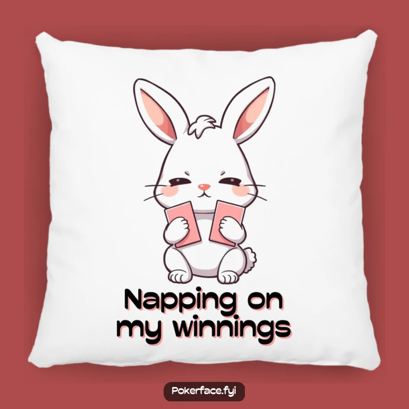 Funny Poker Face Rabbit Pillow: Comfort with an Emotionless Card Player