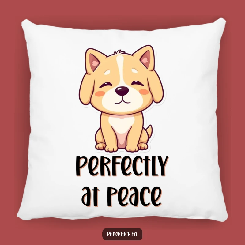 Funny Calm Dog Pillow: Cozy Stillness, Neutral Cushion, Humorous Comfort