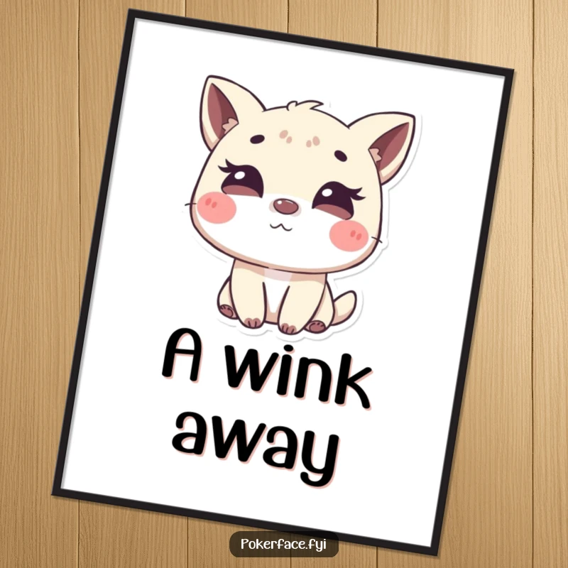 Funny digital art print of an animal character with a subtle, mysterious wink, creating intriguing and humorous wall decor.