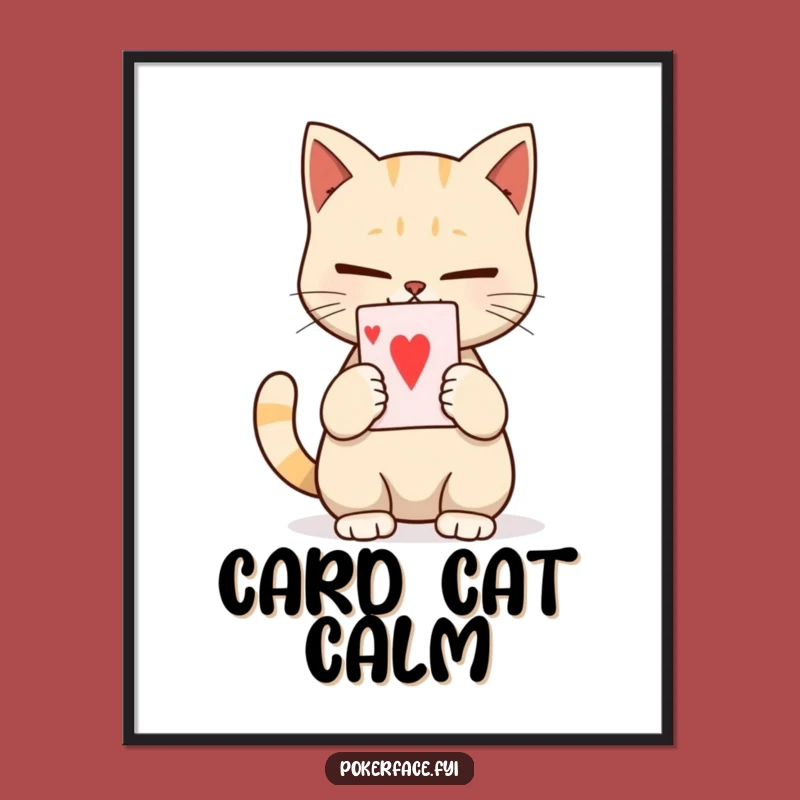 Funny Calm Cat Card Digital Art: Unexpressive Feline - Instant Mystery!