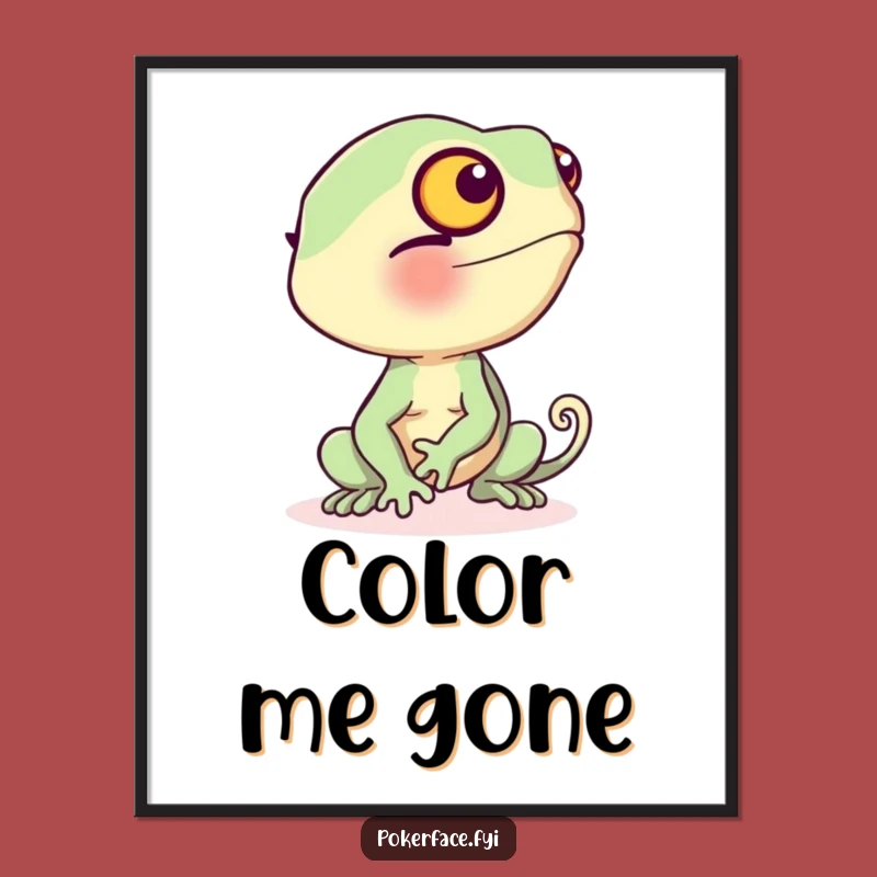 Funny Chameleon Digital Art: Blushing Beige Printable Gift