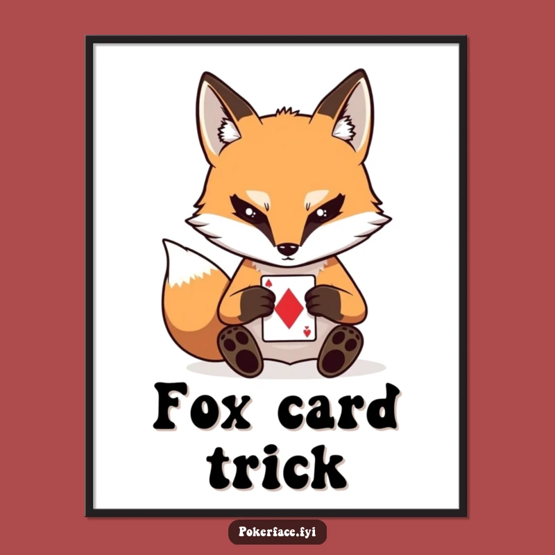 Funny Fox Poker Face Digital Art: Stoic Card Player - Instant Enigma!
