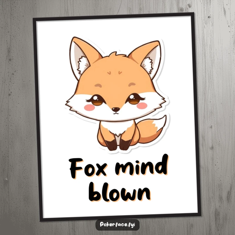 Funny Digital Art Print: Fox character with a blank stare and wide eyes, perfect for adding humorous surprise and bewildered art to any room.
