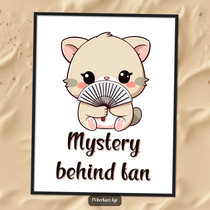 Funny Digital Art Print of an animal holding a fan discreetly, a humorous and subtly amusing graphic download.
