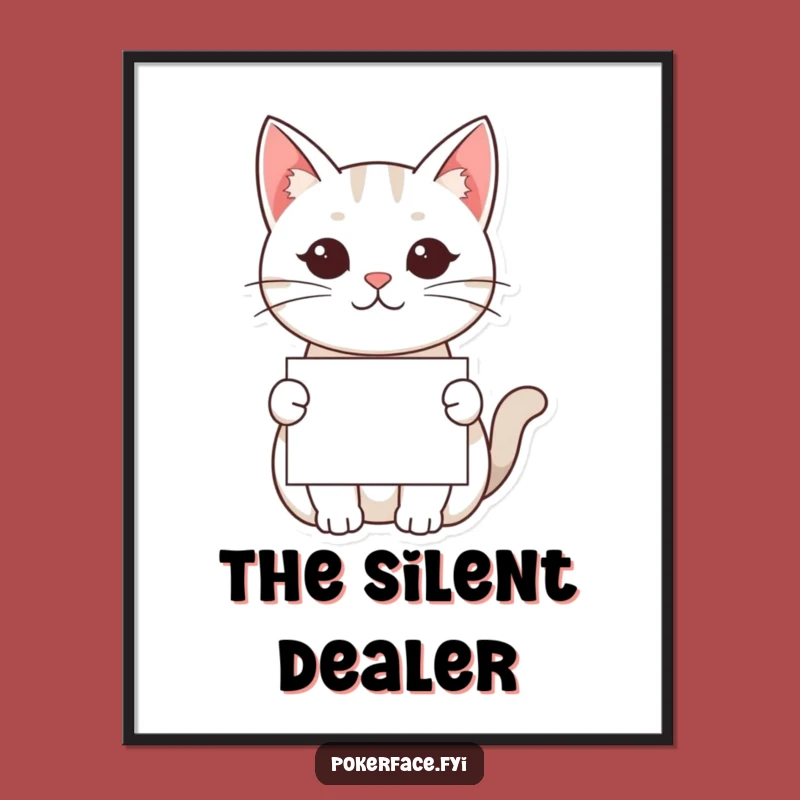 Funny Kawaii Cat Digital Art - Neutral Face Card Offer for Instant Intrigue