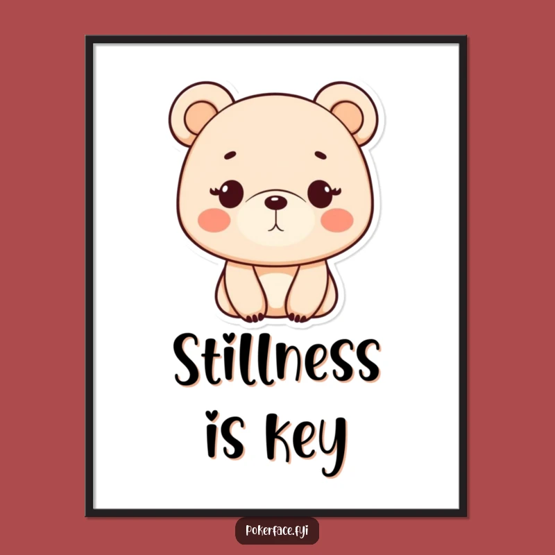 Funny Monotone Bear Digital Art - Emotionless Character Art, Instant Funny Gift for Decor