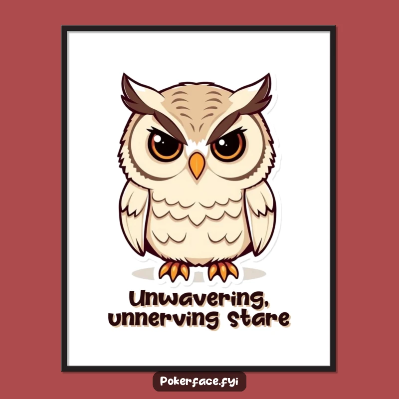 Funny Stoic Owl Digital Art: Unblinking Wisdom for Your Digital Canvas Gift