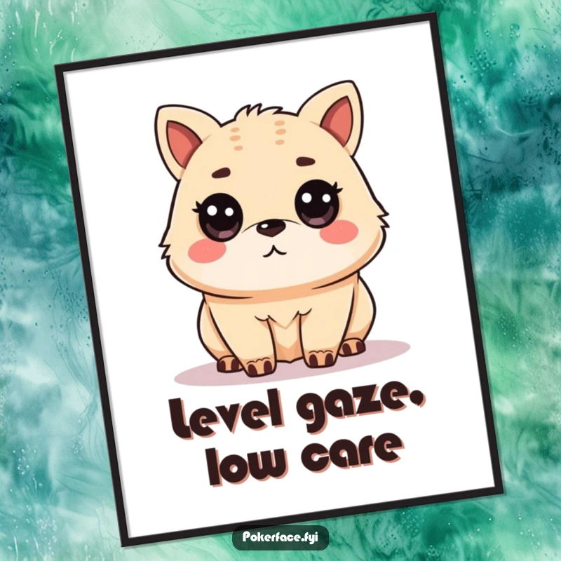 Funny Digital Art Print of an unamused animal character with a level gaze, adding a touch of dry humor and sophistication to wall decor, a funny gift.