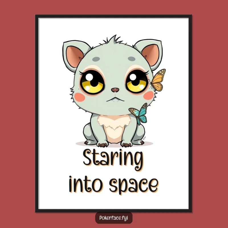 Funny Staring Creature Digital Art: Instant Calm Observation, Perfect Humorous Gift!