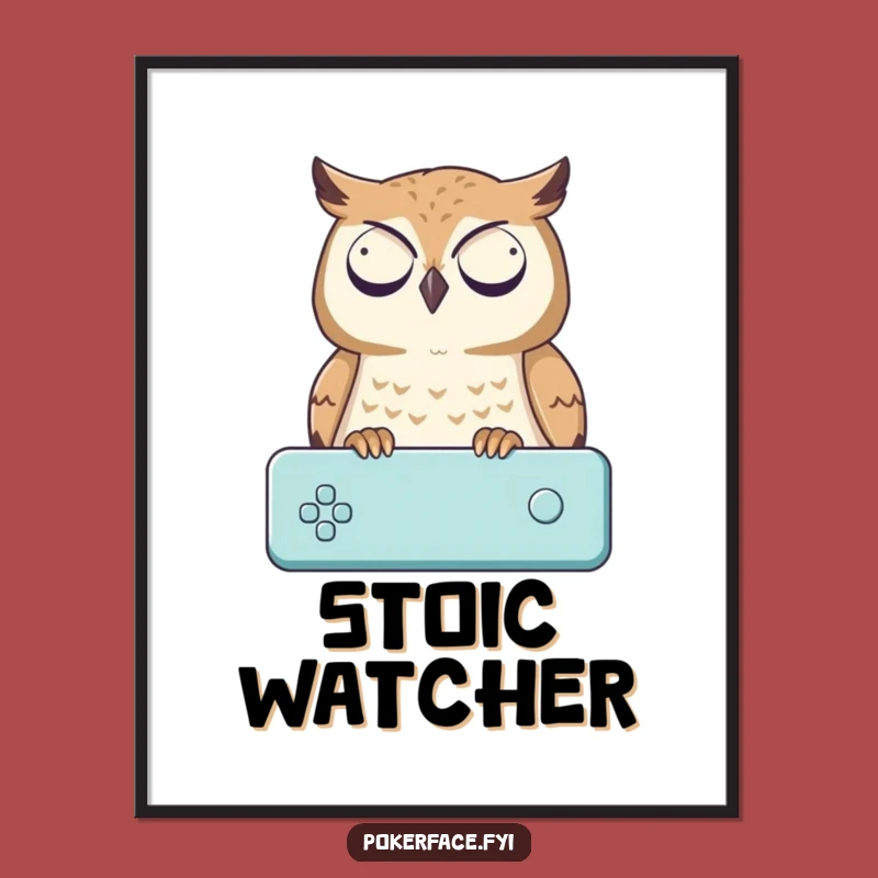 Funny Owl Digital Art: Impassive Game Watcher, a Hilarious Downloadable Print