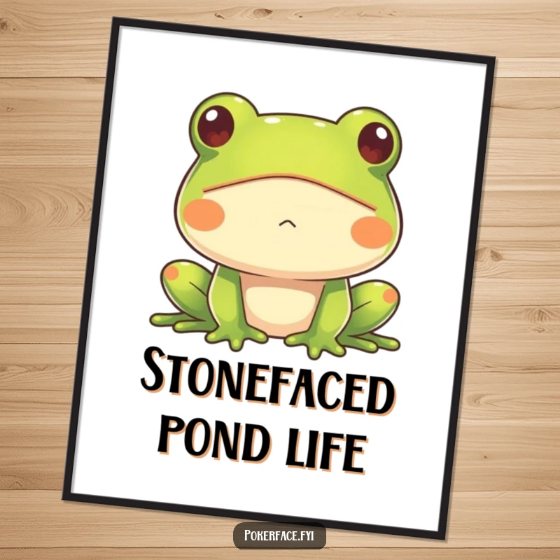 Funny Frog Digital Art Print of an impassive frog, showcasing a hilariously blank expression and deadpan demeanor, perfect for quirky wall decor.