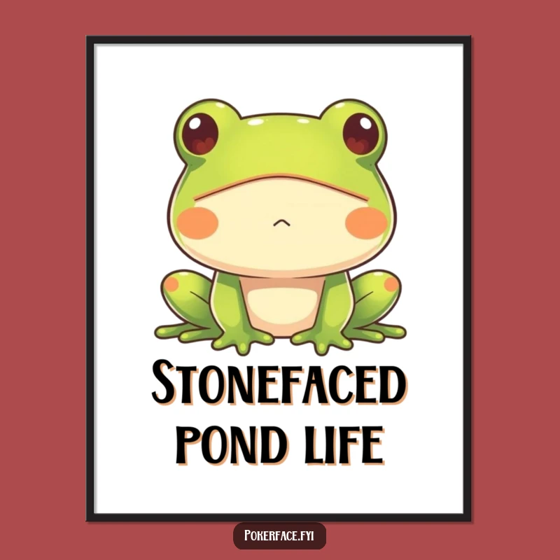 Funny Frog Digital Art: Impassive Amphibian Print, Perfect Gift for Humor!