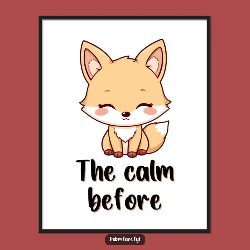 Funny Fox Digital Art: Neutral Character, Mild Expression Print, Quirky Downloadable Funny Gift