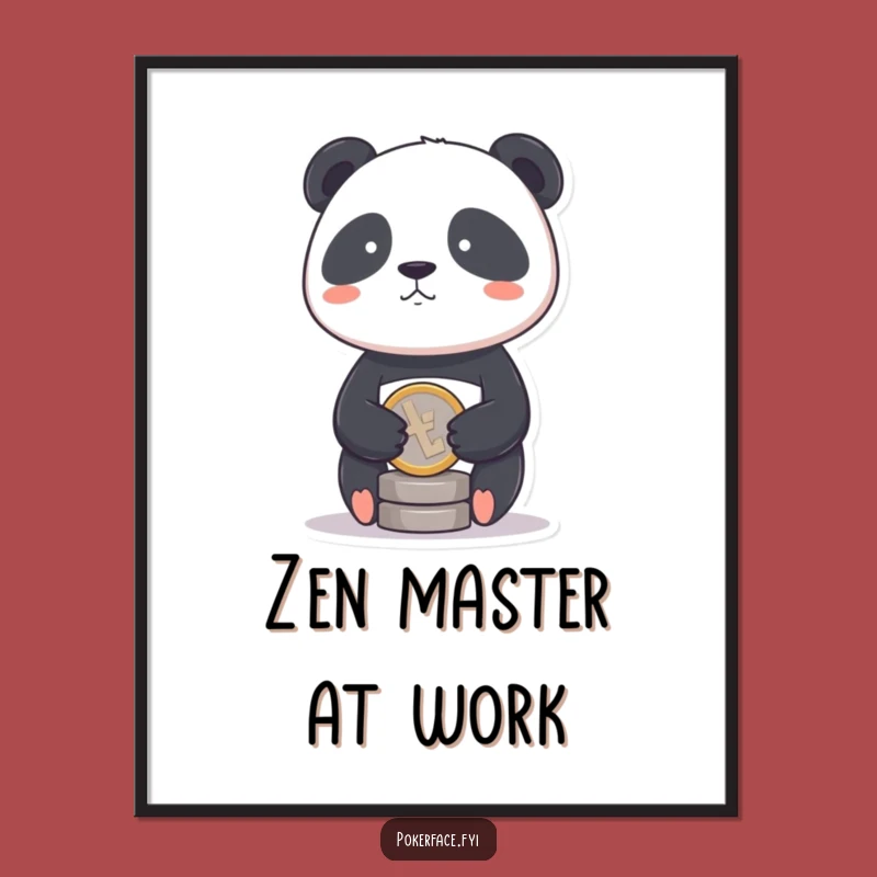 Funny Panda Coin Digital Art: Frame Your Walls with Stoic Humor