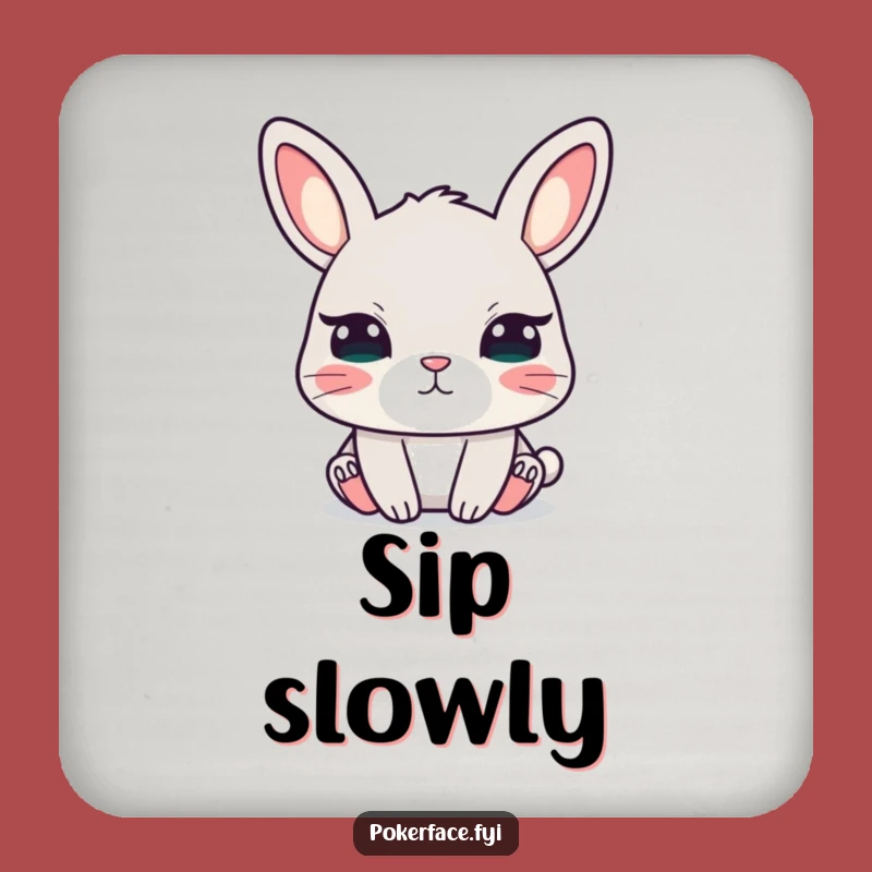 Funny Calm Rabbit Coaster, Unblinking Eyes Bunny Drink Accessory