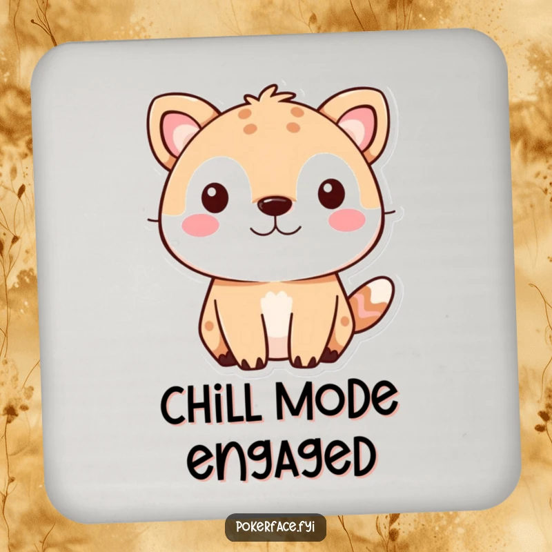 Funny cute animal coaster displaying a pet's neutral, stoic expression, protecting furniture with a quiet smile.
