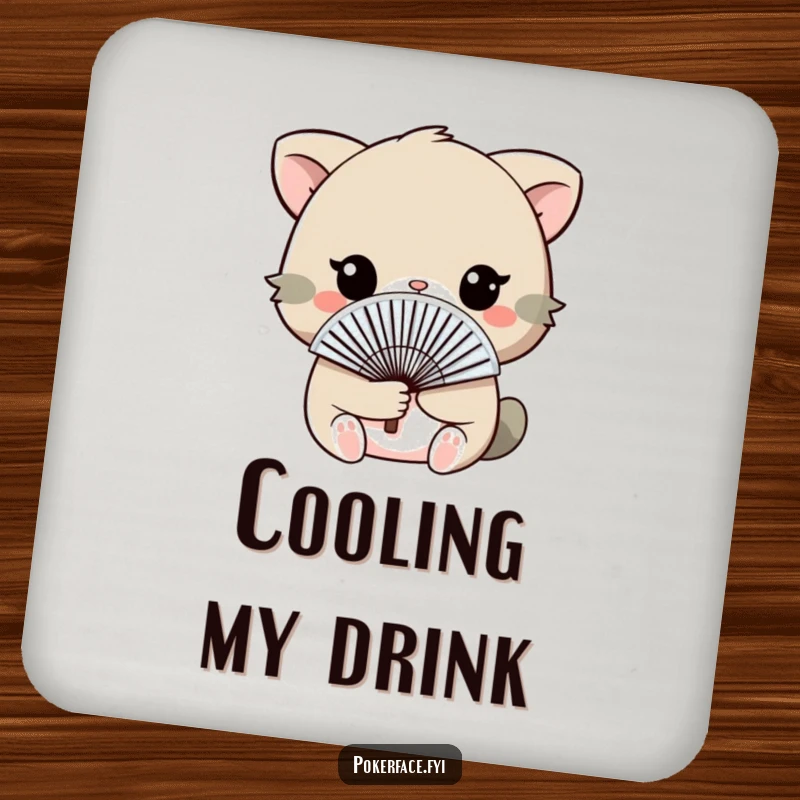 Funny Drink Coaster set featuring an animal holding a fan discreetly, for subtle and humorous protection.